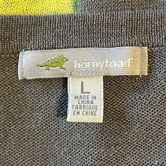 Horny Toad Color Block Pullover Sweater Lightweight Academia Boho Bold Sheer L - Picture 4 of 5